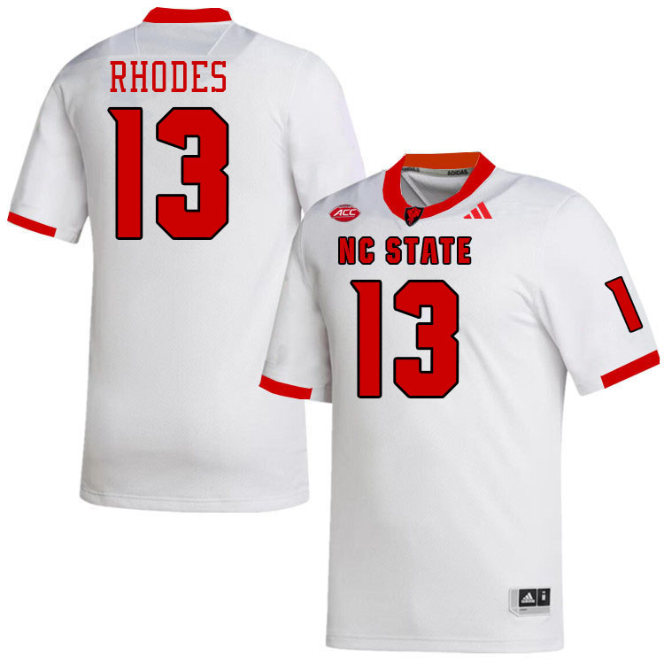 Men #13 Ethan Rhodes NC State Wolfpack College Football Jerseys Stitched-White